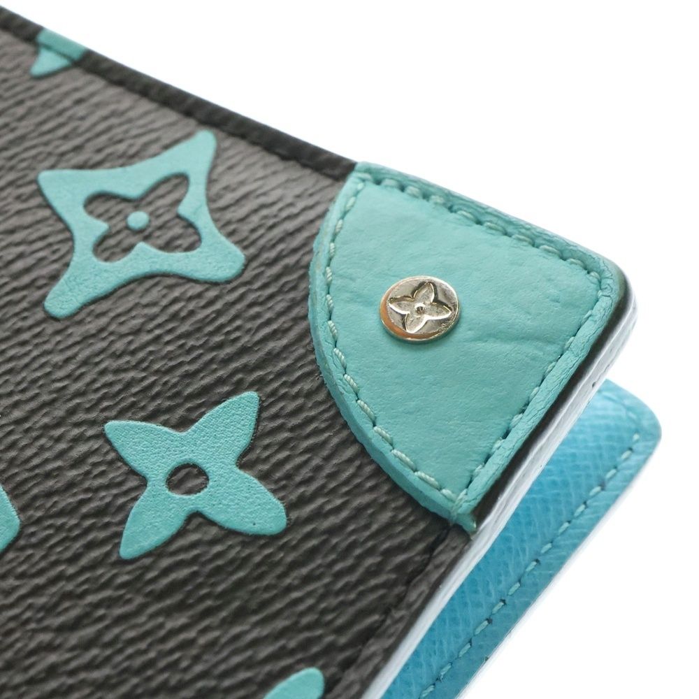LOUIS VUITTON 二つ折り財布 ブラック/ターコイズ