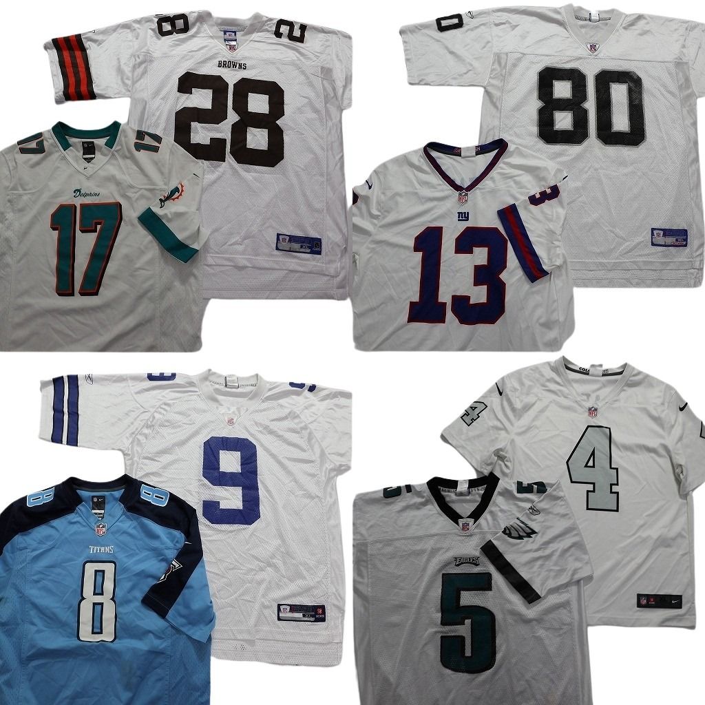 古着卸 まとめ売り プロチーム NFL ユニフォーム ゲームシャツ 8枚セット (メンズ XL ) ナイキ リーボック ドルフィンズ MT9973