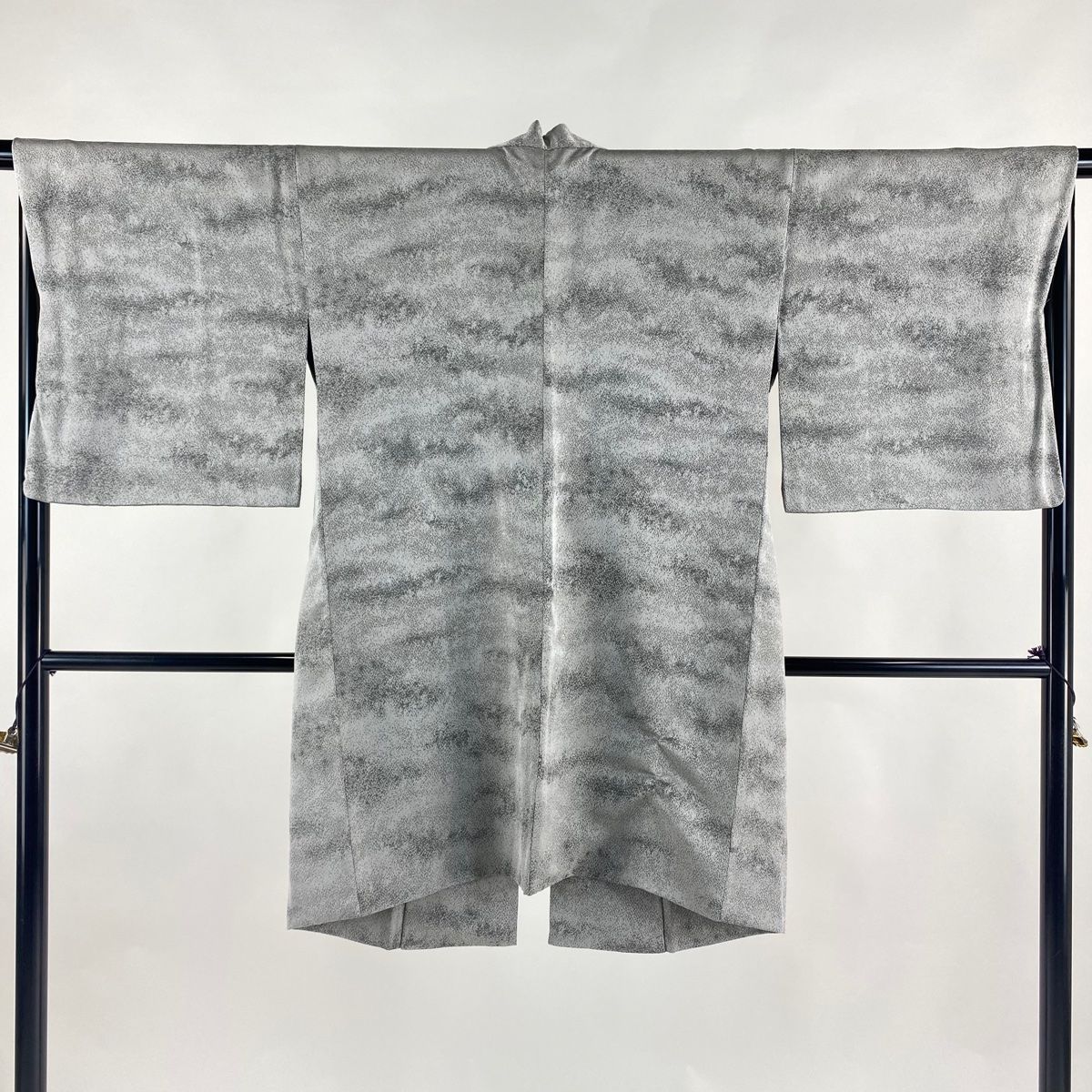 道中着 身丈96.5cm 裄丈68cm L 和装コート 霞 ぼかし 灰色 正絹 名品