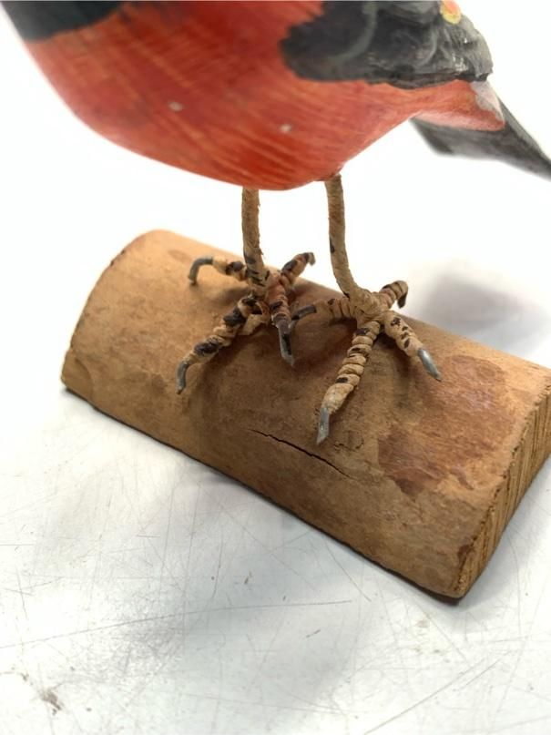 バードカービング(ウソ) 希少 ウソ 鷽 バードカービング 野鳥彫刻 木彫りの野鳥 置物