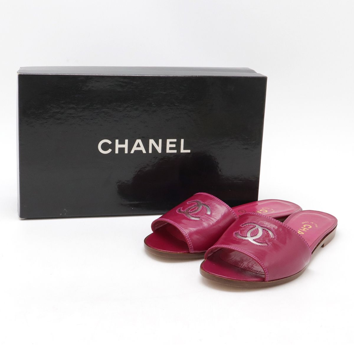 CHANEL シャネル パール サテン ココマーク サンダル ミュール CHANEL シャネル ココマーク ミュール サンダル レザー