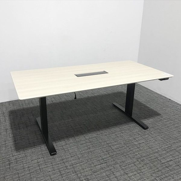 天板電動昇降テーブル ミーティングテーブル 完成品 スイフト スクエアタイプ オカムラ プライズウッドライト 平テーブル