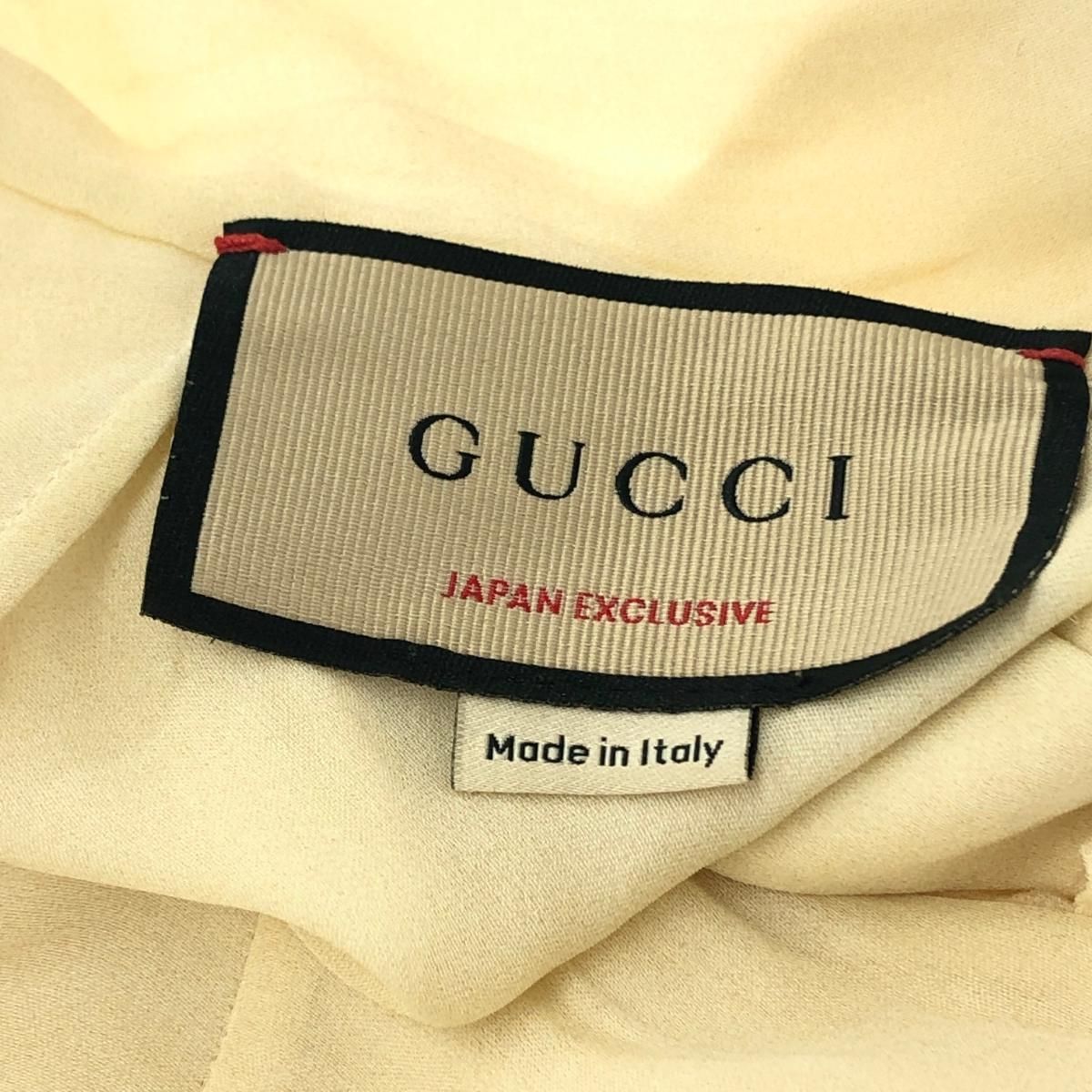 「GUCCI」 シルク ホースビット柄 長袖ブラウス - ベージュ レディース GUCCI - 極美品 グッチ GUCCI シャツ ブラウス タイ付き ロング