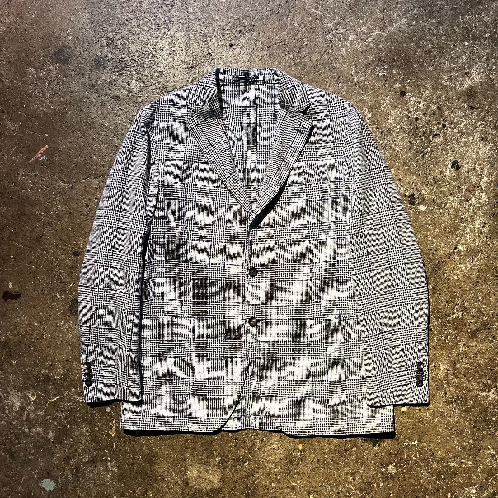 LARDINI ウールシルク3Bジャケット チェック ラルディーニ イタリア製 52 JT903AQ