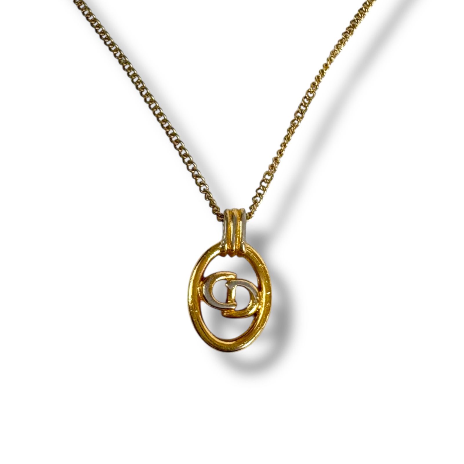 クリスチャンディオール Christian Dior ネックレス CDロゴ オーバル型 