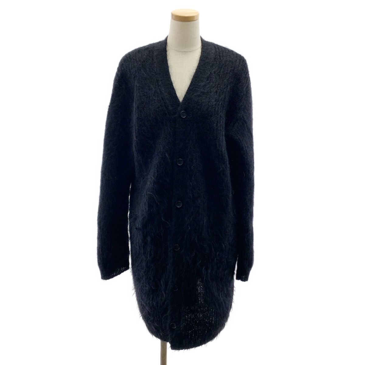 YOHJI YAMAMOTO POUR HOMME | ヨウジヤマモトプールオム | 2025AW | モヘヤ アルパカ ウール ニット オーバー ロング カーディガン コーディガン | 3 | ブラック | メンズ