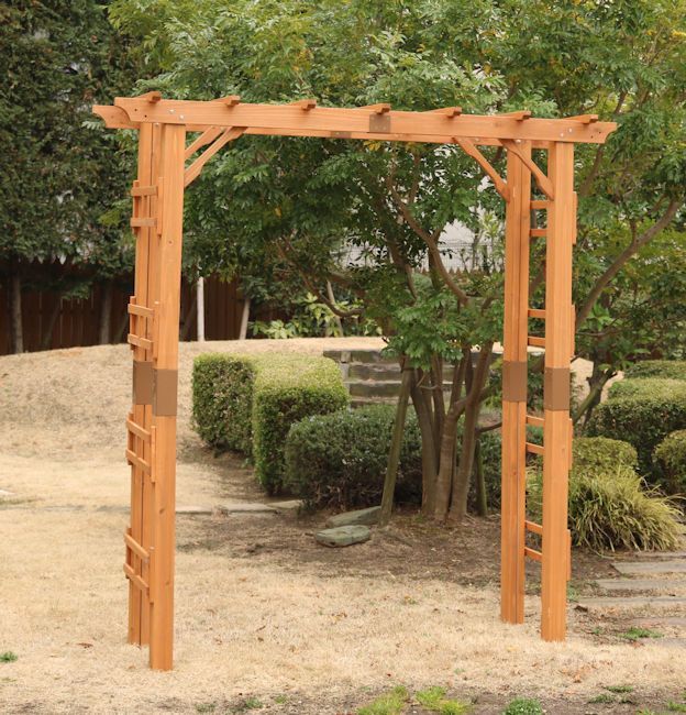 天然木製フレックスパーゴラアーチ 土中用金具セット 木製アーチ 191