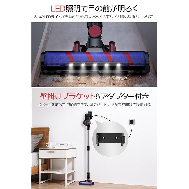 掃除機 コードレス 【2024進級版&45000pa超強力吸引&75分連続