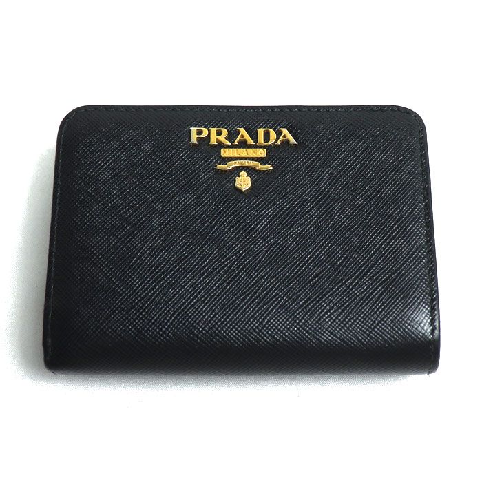 PRADA プラダ サフィアーノマルチカラー 二つ折り財布 ブラック/ピンク 