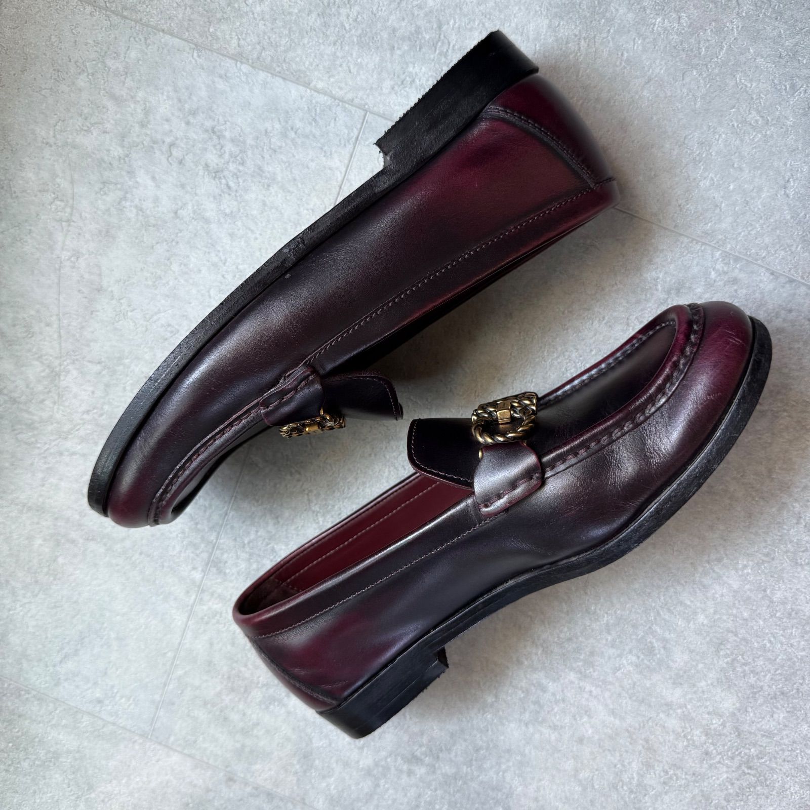 美品　フェラガモ　ビットローファー　ダブルガンチーニ　ラグソール　5 1/2 希少 SalvatoreFerragamo サルヴァトーレフェラガモ ダブル