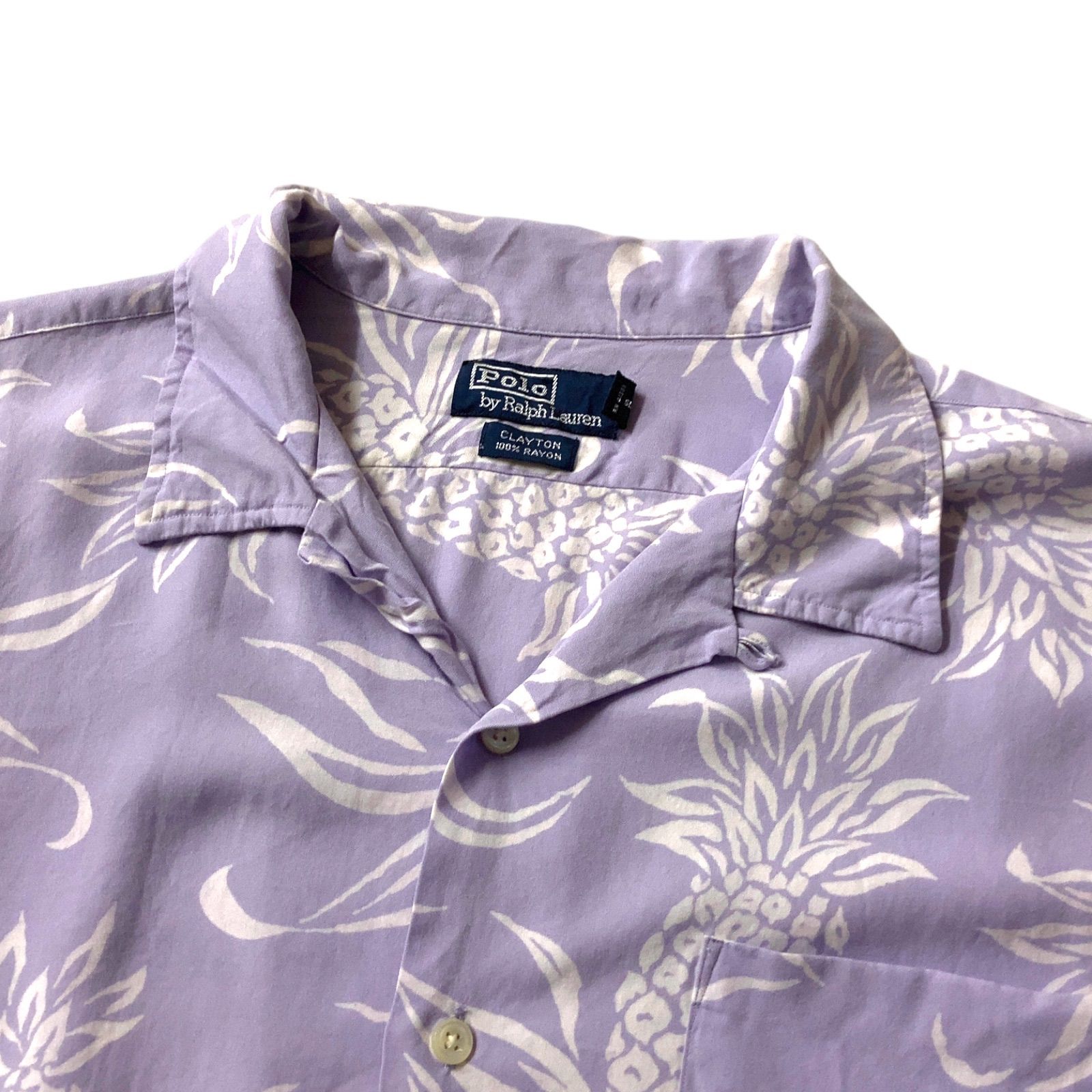 90s ラルフローレン CLAYTON アロハ半袖シャツ レーヨン パイナップル 90s ラルフローレン CLAYTON アロハ半袖シャツ レーヨン
