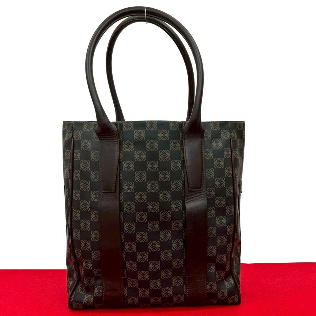 極 美品 希少品 LOEWE ロエベ アナグラム ロゴ 総柄 レザー トート 
