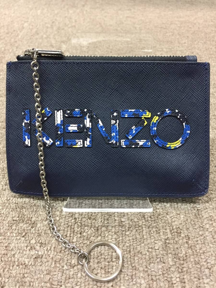 KENZO ケンゾー　ミニポーチ　コインケース 美品！格安！KENZO ケンゾー ロゴマーク レザー 小銭入れ コイン