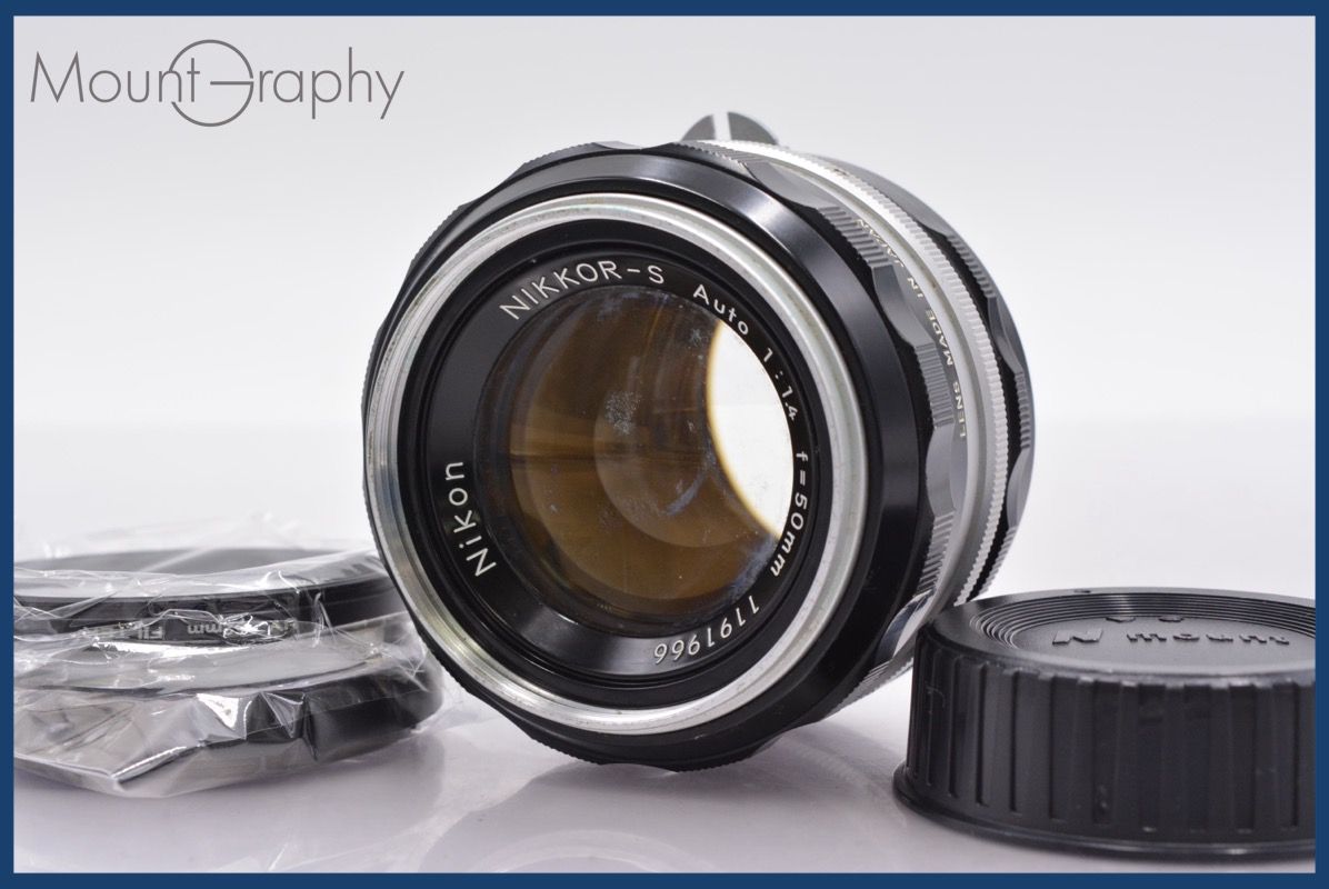 ニコン Nikon NIKKOR-S Auto 50mm F4 前後キャップ-レンズフィルター付 完動 同梱可 mj5175