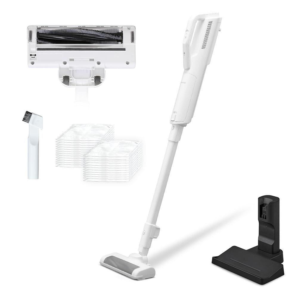 【置くだけで充電】アイリスオーヤマ コードレス掃除機 紙パック式 自走式 SBD-77P-W ハンディクリーナー【紙パック2.5年分付属】【パワーヘッド搭載。軽量1.6kgモデル】