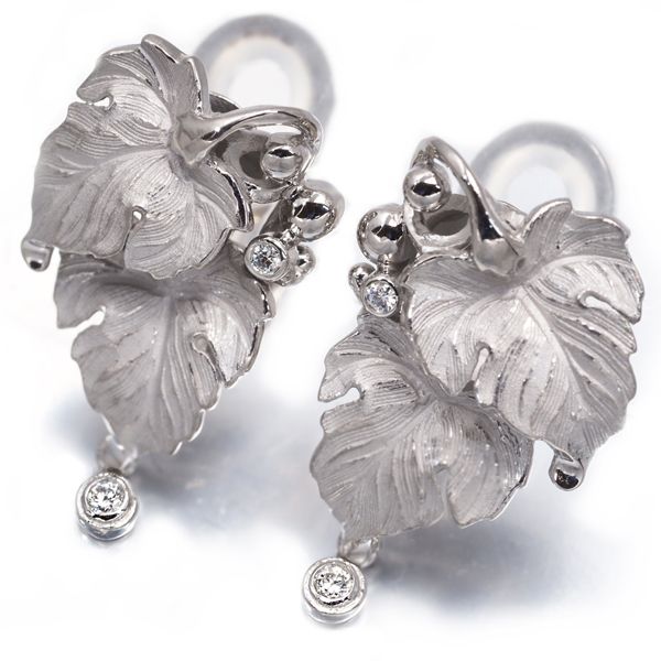 AsTime 石川暢子 イヤリング ダイヤ ダイヤモンド リーフ Pt900 176255