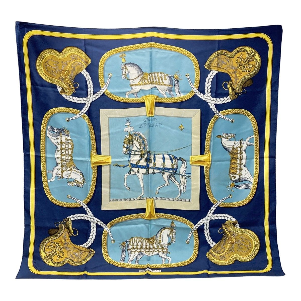 HERMES エルメス カレ90 GRAND APPARAT 盛装の馬 シルクスカーフ  