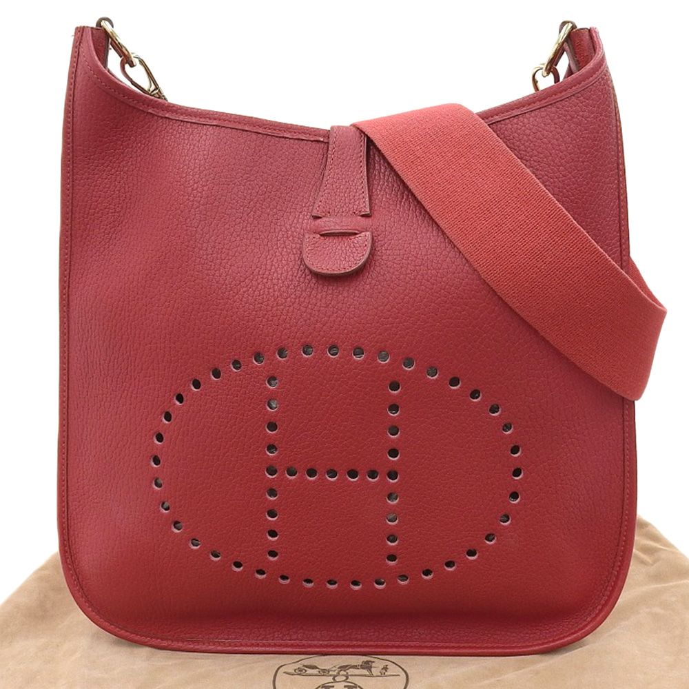 本物保証 布袋付 エルメス HERMES エヴリン 1 I GM 〇Z刻印 ショルダーバッグ トリヨンクレマンス ルージュヴィフ パンチング