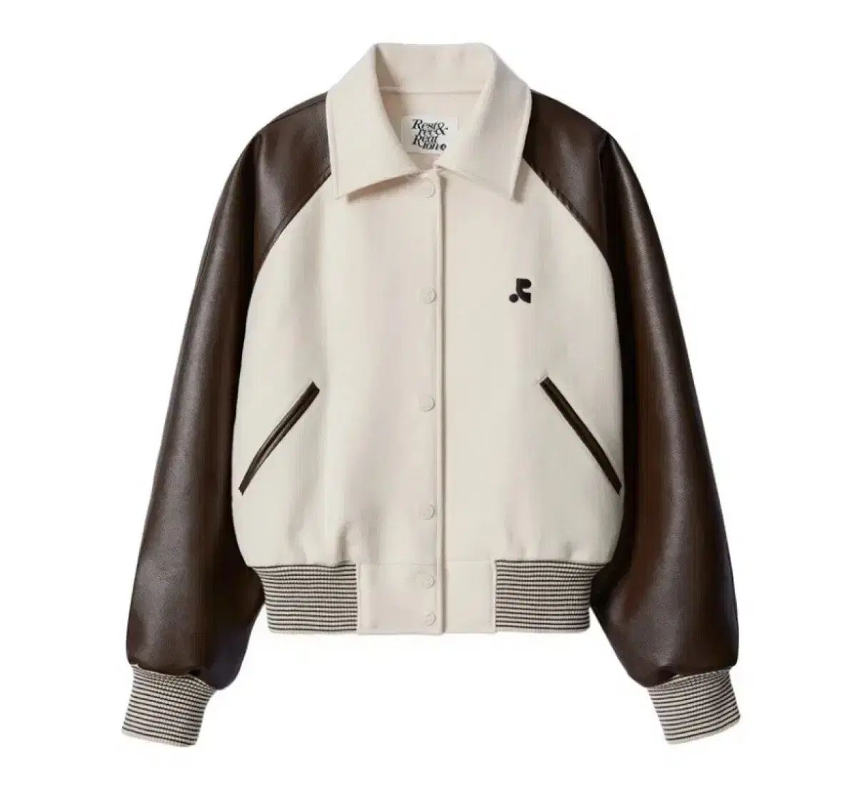 Rest-Recreation RR ロゴ ウール ブルゾン ジャケット ブラウン アイボリー