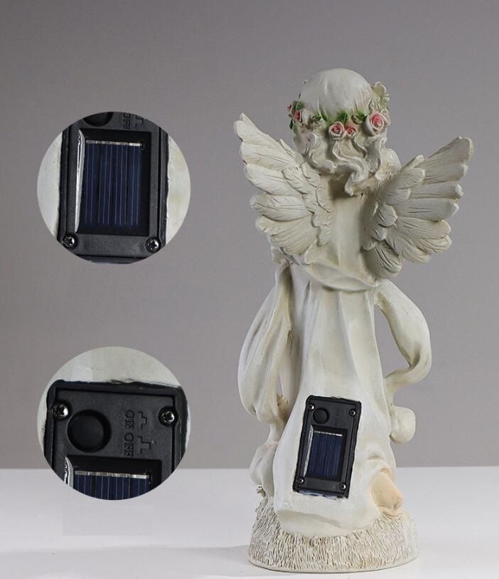 ガーデンライト ガーデンオーナメント 天使 エンジェル 祈り 花 フラワー ソーラー 防水 ホワイト 白 庭 玄関 ポーチ ガーデニング
