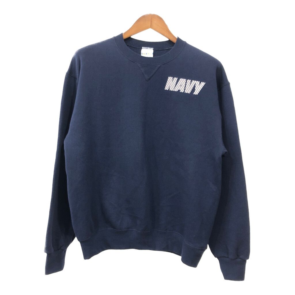 USA製 SOFFE ソフィー U.S.NAVY スウェット トレーナー ミリタリー ワンポイント ネイビー (メンズ M) 中古 古着 Q7977
