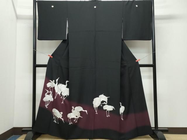 平和屋着物●豪華黒留袖 総刺繍 群鶴 正絹 CAAZ0868vf