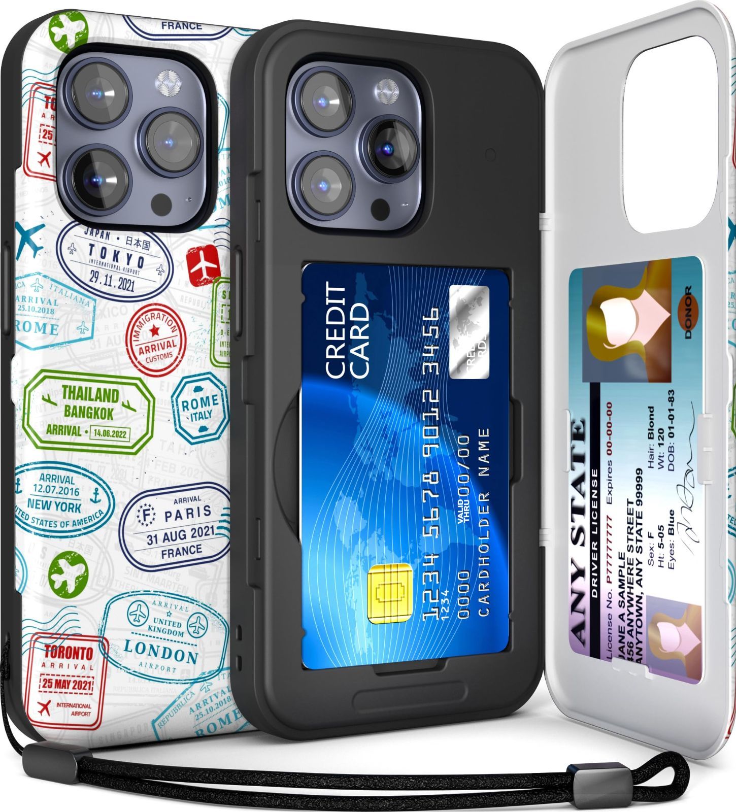 【新着商品】隠れた | 手帳型 3枚 カード背面収納 カード | ケース 2重構造 耐衝撃 Pro IC 15 カード ポケット iPhone パススリム カバー SLIM (ストラップ ミラー CX 含ま) - TORU トラベルスタンプパタ