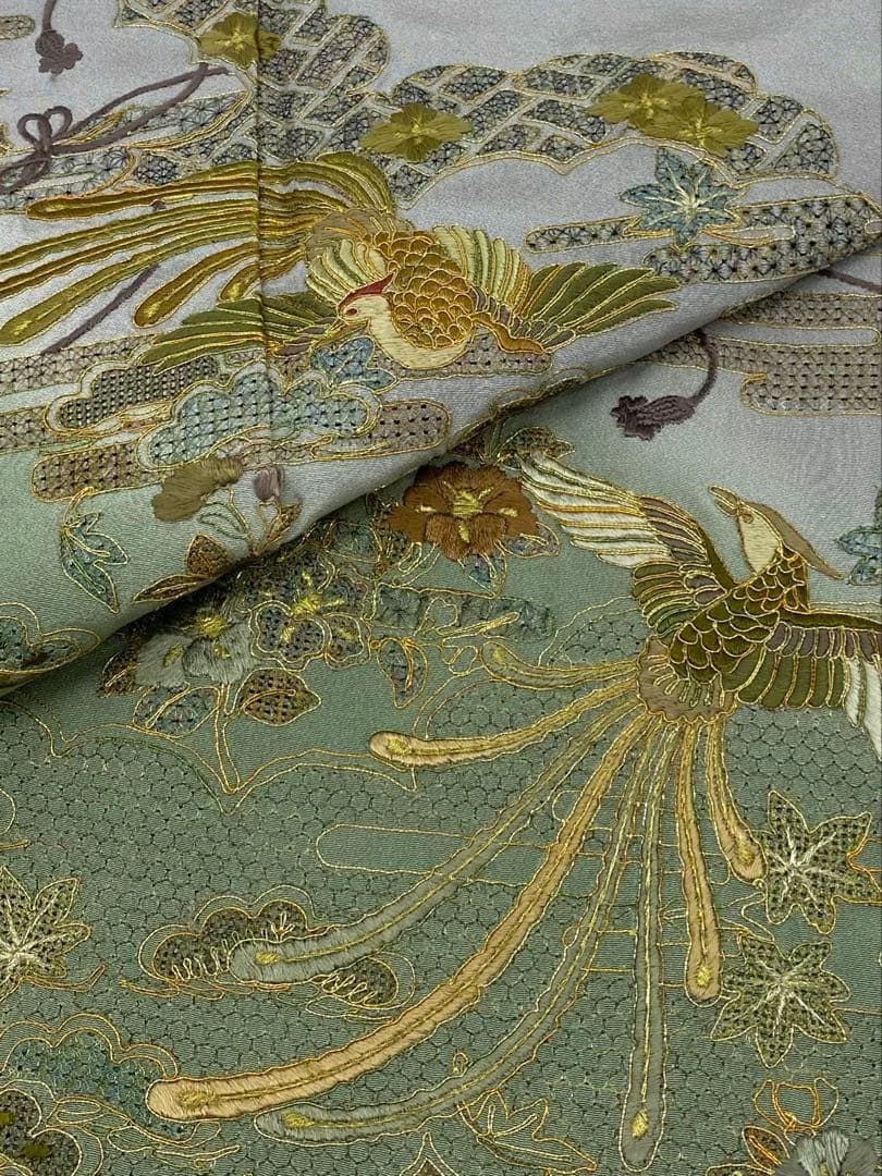 蘇州刺繍 汕頭刺繍 色留袖 一つ紋 鳳凰 鳥 正絹