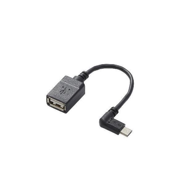 (まとめ)エレコム USB A-microB 変換アダプタ(L字左側接続タイプ)
