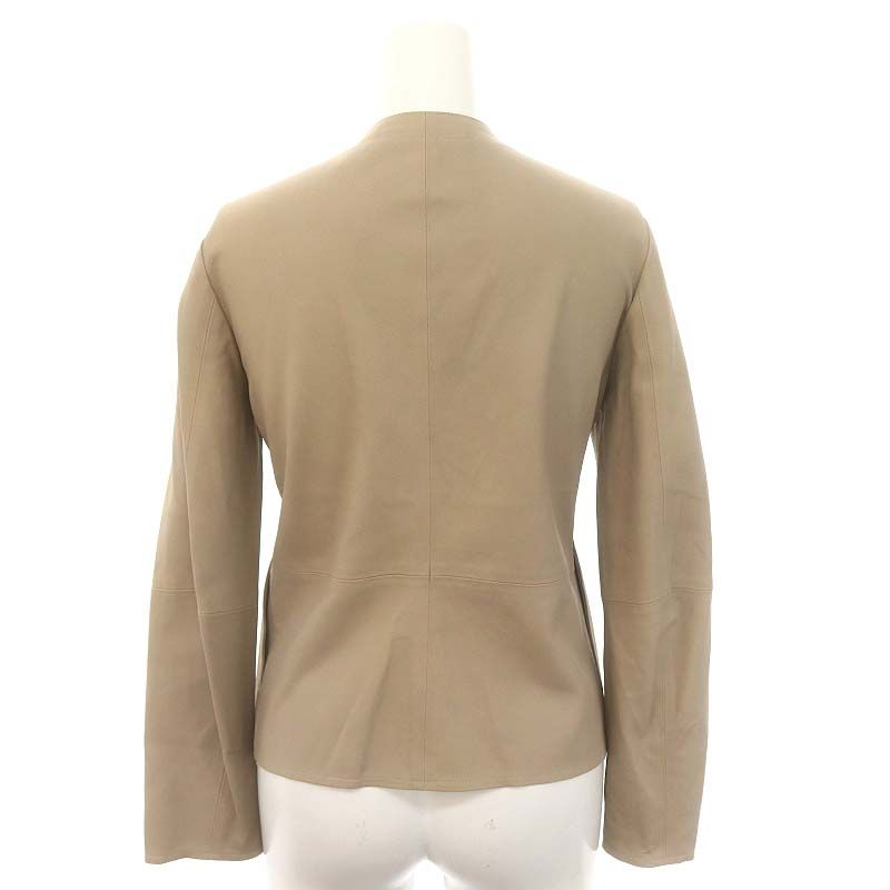 ロゥタス Rawtus ゴートレザー ノー ジップジャケット やぎ革 36 グレージュ DF OS