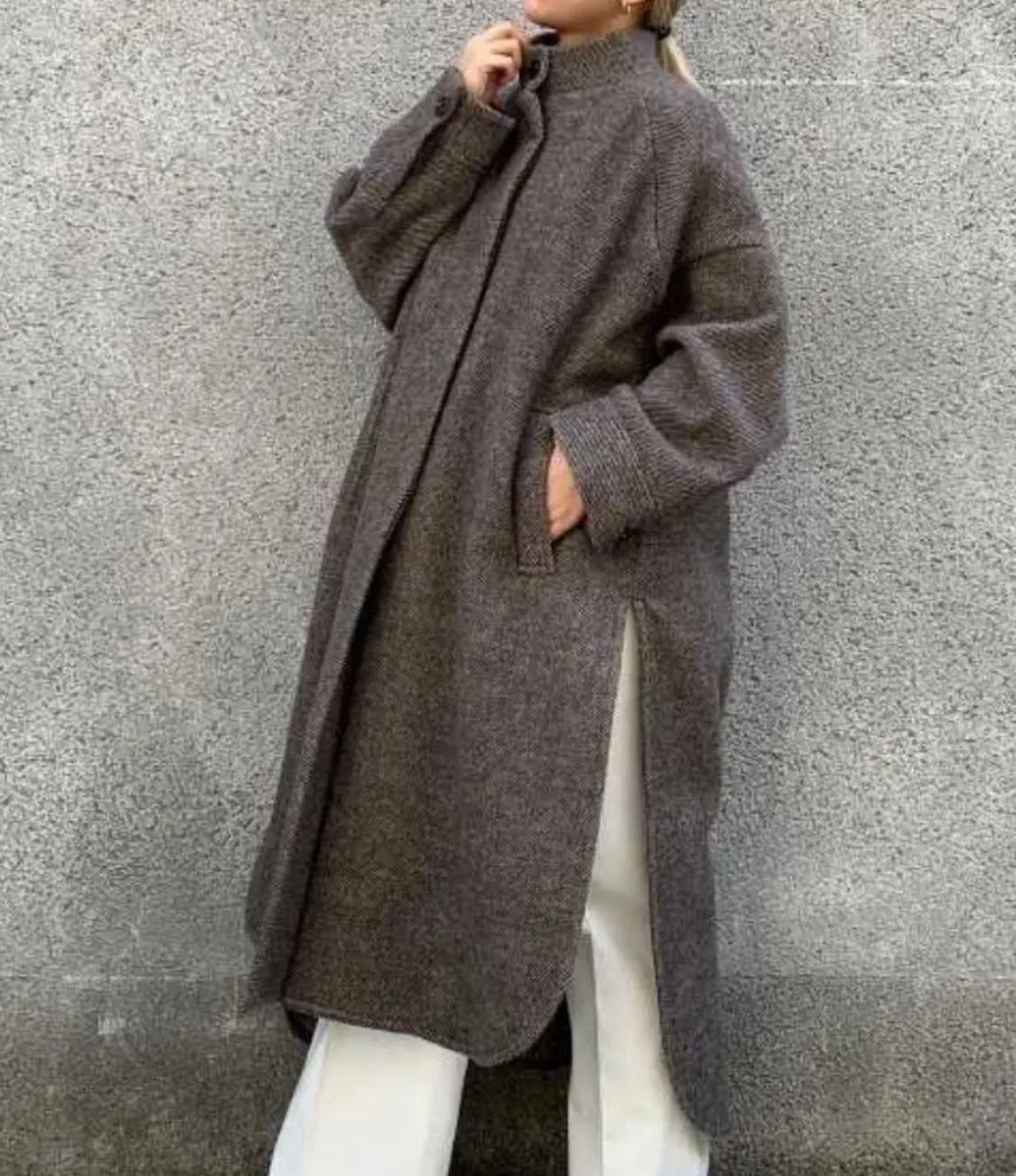 Casa fline カーサフライン ハイネック ポンチョコート ロングコート