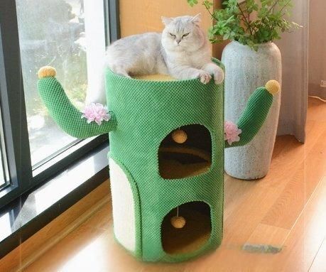 サボテン猫棚に登る多層木穴猫小屋 ZYP29今がチャンス