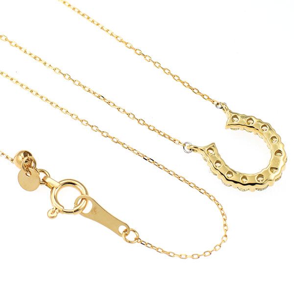 K18YG ダイヤモンド ペンダントネックレス 0.30ct 馬蹄 ホースシュー
