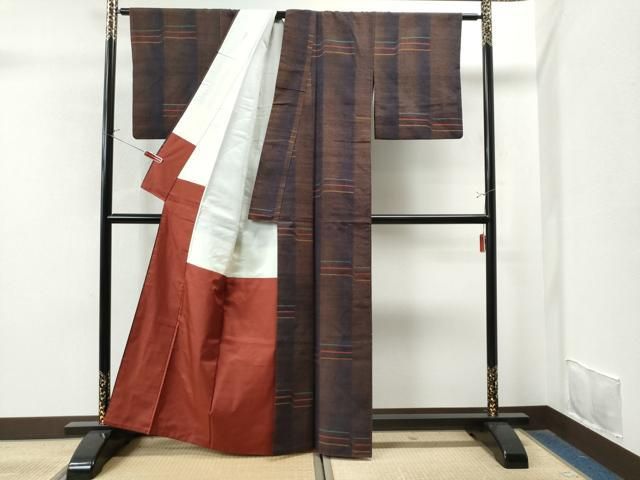 平和屋着物○上質な紬 よろけ縞 正絹 逸品 CAAS7453yc - メルカリ