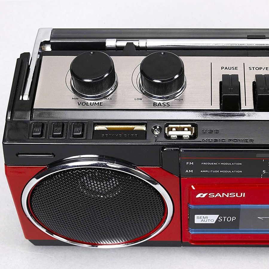 SANSUI レッド SCR-B2 RD カセットテープレコーダー レトロ ラジカセ