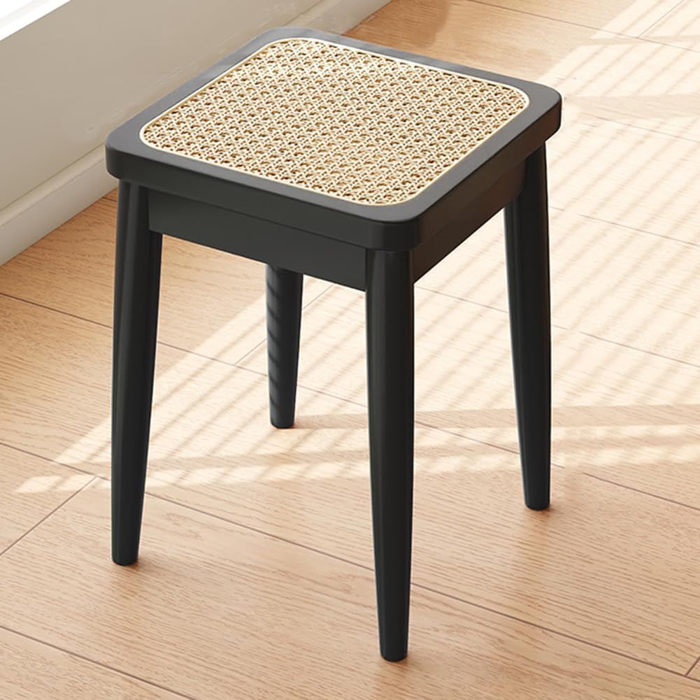 ブラック 簡単組立 コンパクト 来客用 玄関 リビング ダイニング シンプル 頑丈 籐編み スタッキングスツール おしゃれ 重ねる ウッドスツール ナチュラル 天然木 無垢材 ダイニングスツール スタッキング 北欧 木製 ラタンスツール 四角 ラタン スツ