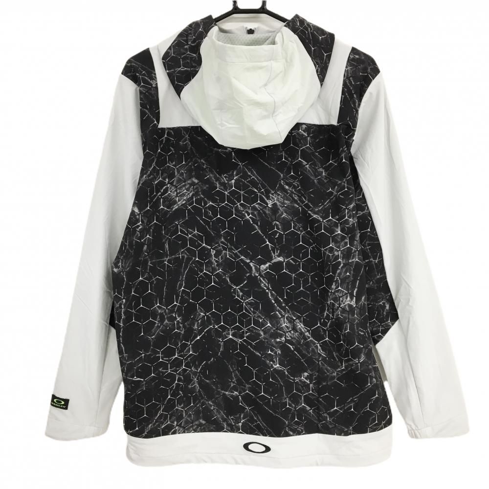 美品】オークリー フード付きジャケット ライトグレー×黒 一部柄 ロゴ