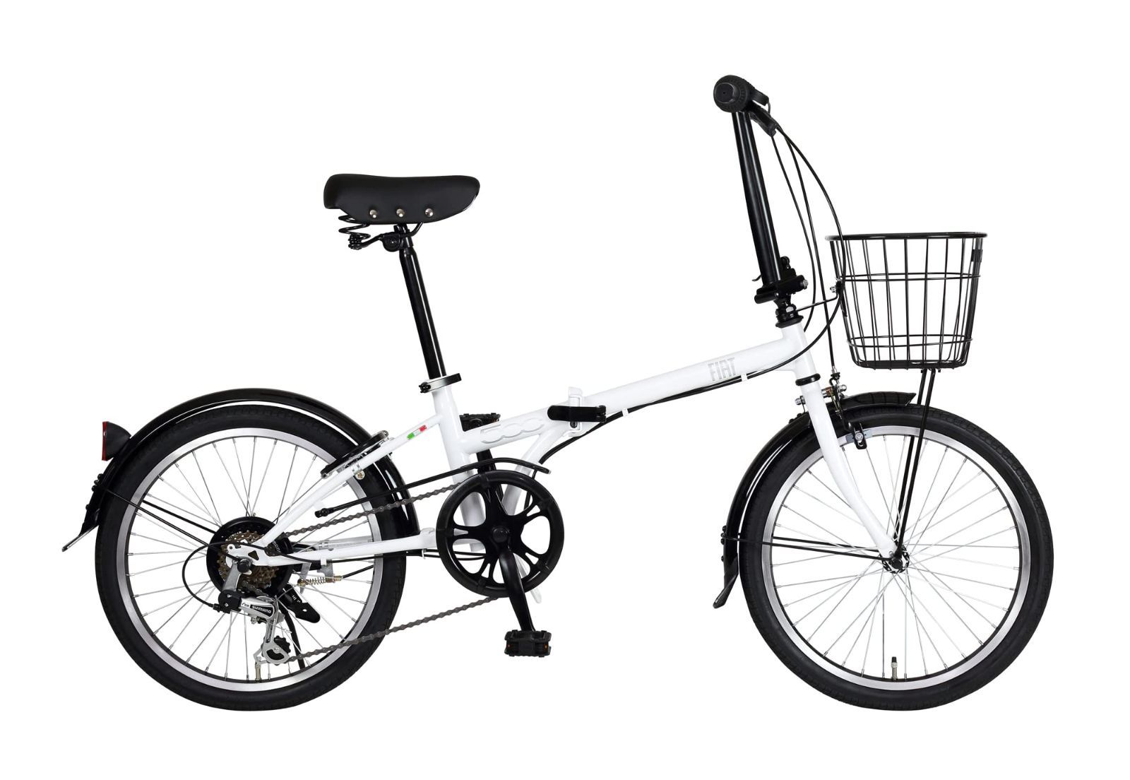 在庫セール 20インチ 折りたたみ自転車 FDB206 フロントバスケット|後輪リング錠|シマノ6段変速機|前後フェンダー|クッション性の良いテリーサドルを標準装備 FIAT フィアット 12231
