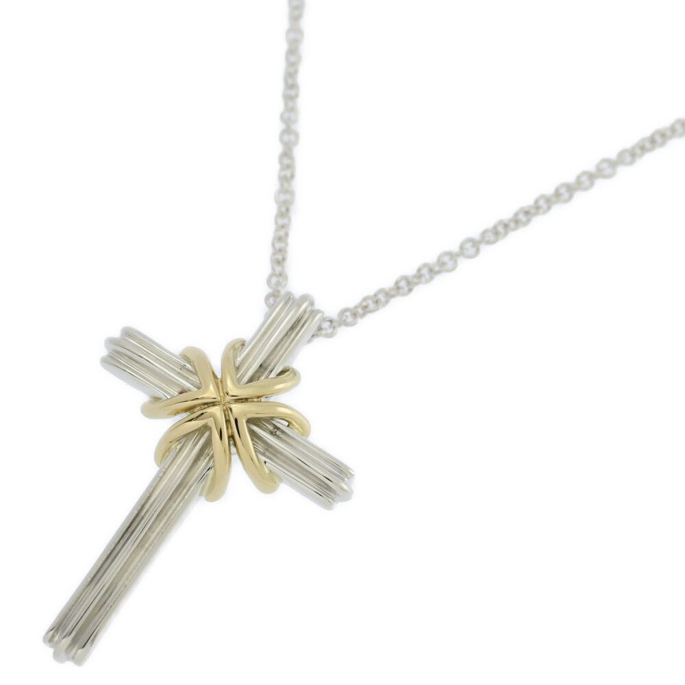 TIFFANY＆Co. ティファニー シグネチャー クロス ネックレス ペンダント|Sv925×K18|750コンビ-7.3g|シルバー×イエローゴールド S メンズ レディース 558662