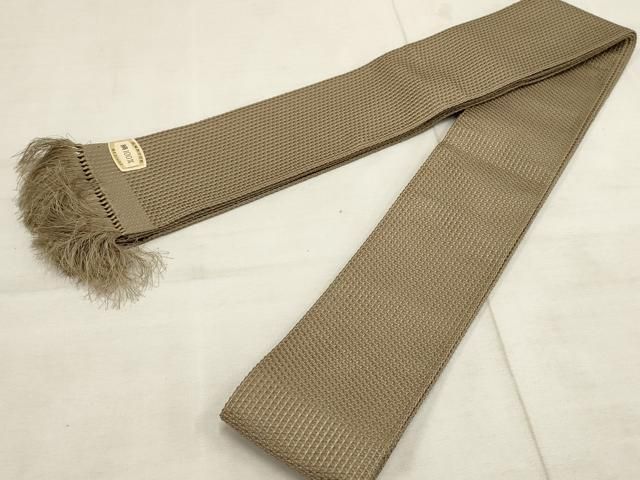 平和屋着物男性　米沢宝来織　角帯　格子　正絹　逸品　AAAO4254wj