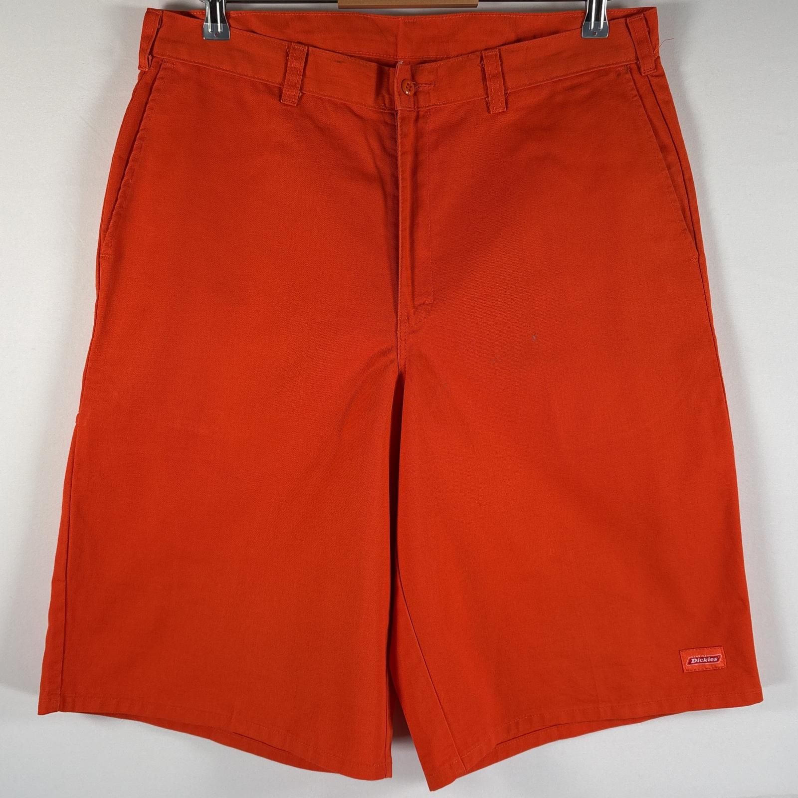 古着 ディッキーズ Dickies ショートパンツ ワークショーツ カラーパンツ センタープレス ワンポイントロゴ GENUINE Dickies w36  オレンジ メンズ