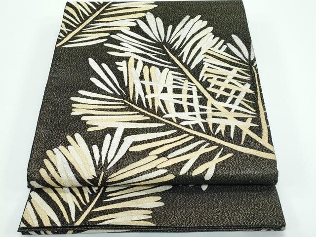 平和屋着物 上 爪掻き本綴れ 六通柄袋帯 松葉 黒地 金銀糸 ♥ CZAA3913s5