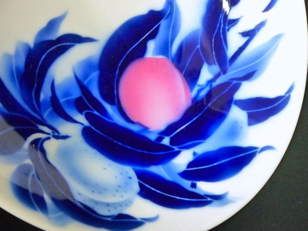 宮内庁御用達 深川製磁 深鉢皿 皿 絵皿 桃 もも 桃柄 桃文 桃図 色絵