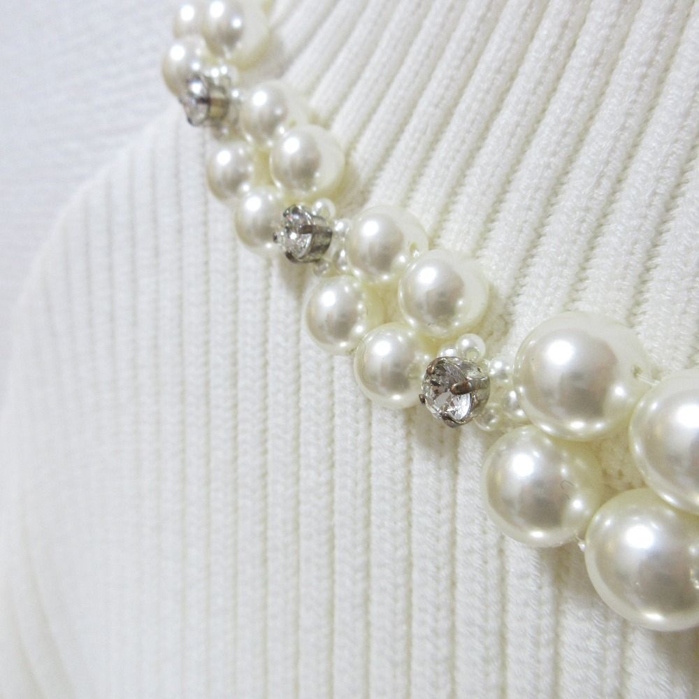 美品 Simone Rocha シモーネロシャ パール×ビジュー装飾 タートルネック リブニット セーター XS ホワイト レディース 古着 中古 美品 Simone Rocha シモーネロシャ パール×ビジュー装飾