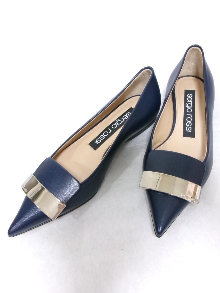 Sergio Rossi セルジオロッシ ウエアー パンプス ローヒール ポインテッドトゥ 送料込み 21.5cm 974228