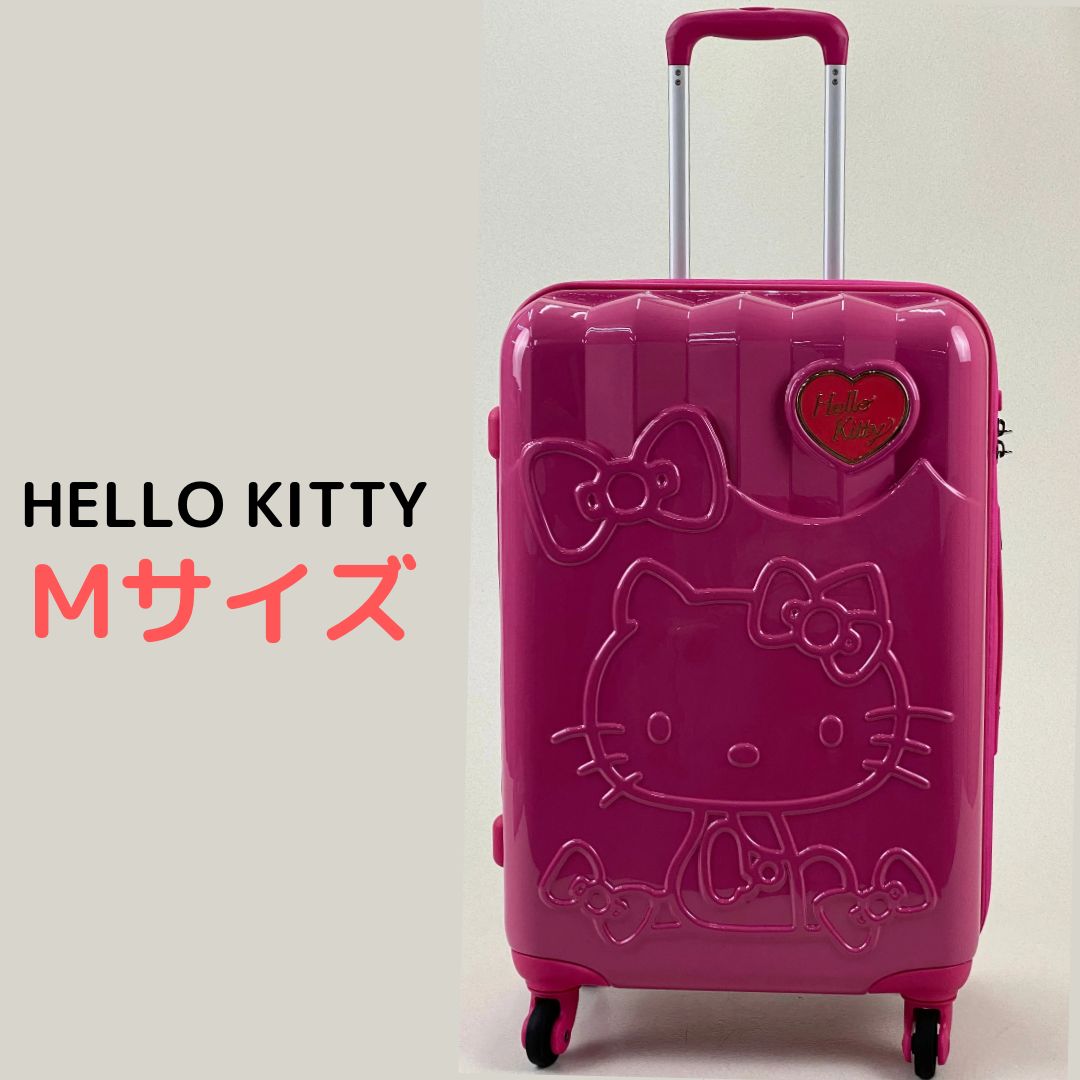Hello kitty スーツケース リボン柄 Mサイズ 中型 ローズ - メルカリ