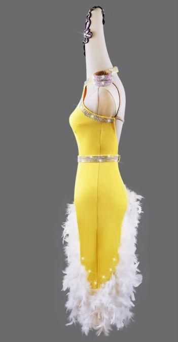 社交ダンス衣装 ラテンドレス 羽根 ラテンワンピース 羽毛 オーダー