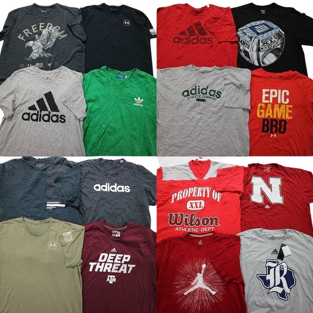 SALE 古着卸 まとめ売り スポーツブランドMIX 半袖Tシャツ 16枚セット (メンズ XL /2XL ) アディダス アンダーアーマー リーボック MT3570