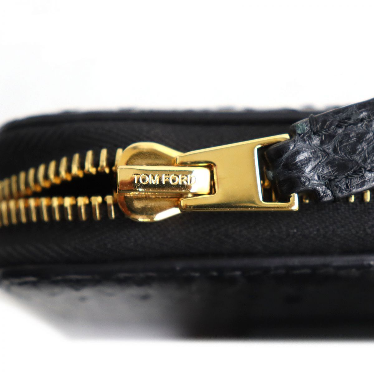 極美品◇TOMFORD トムフォード ロゴ金具 パイソンレザー ラウンド 