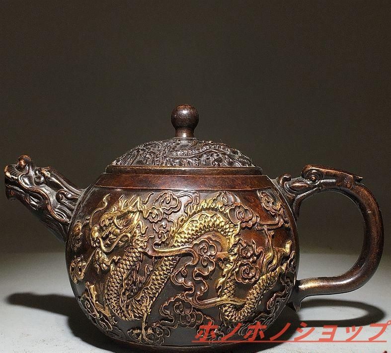 十二支龍頭茶壺 龍鳳壺 銅壺徳利 茶道具 煎茶器 装飾品 工芸品 美術